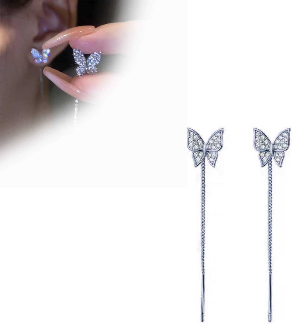 Ana Júlia® - Pendientes de mariposa con diamantes brillantes